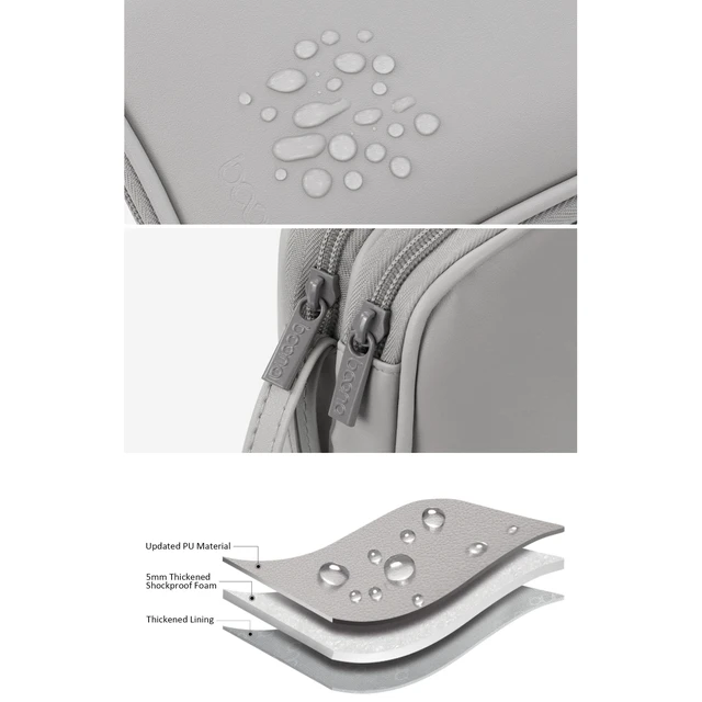 Alt view image 4 of 5 - Dual Hard Drive Case Double Layers 2.5 inch External Drive Storage Carrying Bag Waterproof Shockproof for Organizing HDD and Electronic Accessories, PU Leather Gray