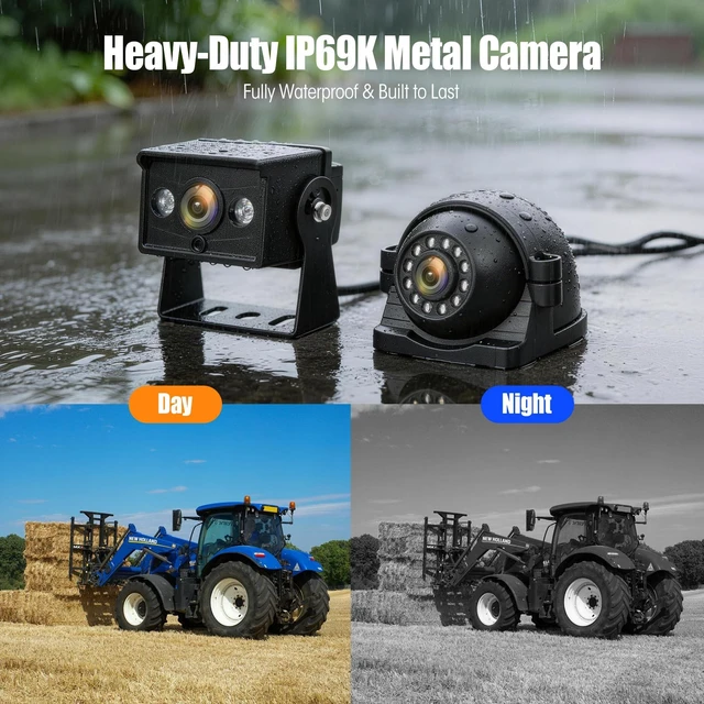 Alt view image 4 of 5 - HEECOOMI 1080P Wired Backup Camera System, 10.1" DVR IPS Touchscreen + 4 IP69K Water/Dust Proof Rear & Side Cameras, Vibration-Proof 20G for Hitching, Farm Work, UTV, Trailer, Tractor, Truck, Combine