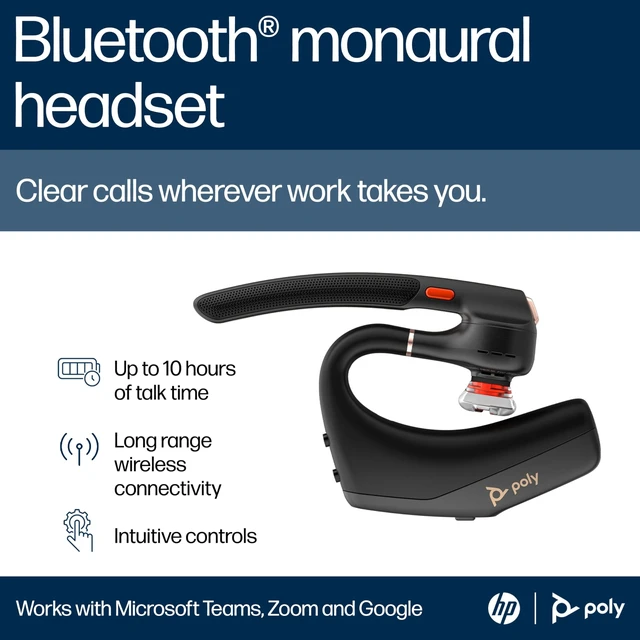 Alt view image 3 of 5 - Poly Voyager Legend 50 - Bluetooth Headset - Wireless Headset with Mic - Four Noise-Canceling Mics, AI Noise Block & WindSmart Technology - Connectivity & Smart Call Controls - All-Day Comfort