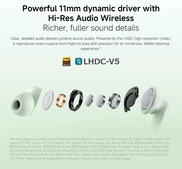 Alt view image 5 of 5 - XIAOMI Redmi Buds 8 True Wireless Earbuds, Up to 50dB ANC, Hi-Res Audio, 44H Battery, IP54 Waterproof, White
