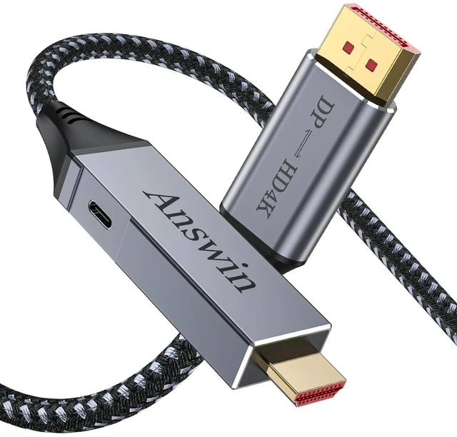 Main image of Answin HDMI to DisplayPort Bidirectional DisplayPort to HDMI Cable 4K 15Ft