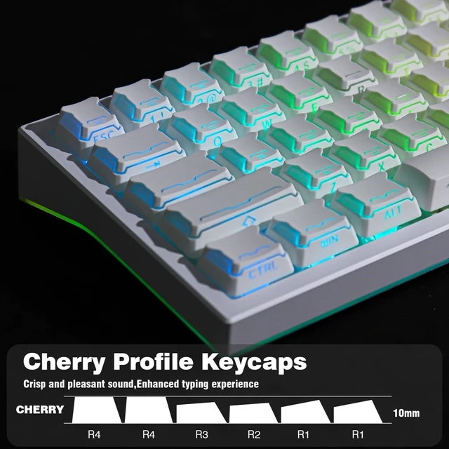 Alt view image 5 of 5 - Stellar Edge PBT PC Stereo Facet Shine Through Mech Keycaps 136 Keys White