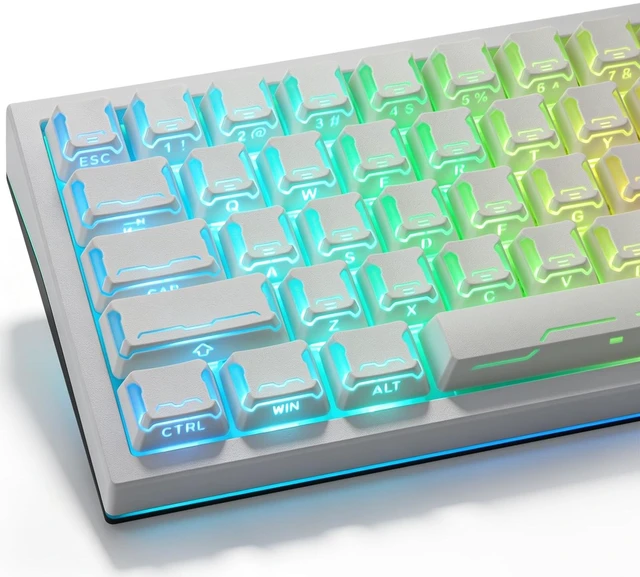 Main image of Stellar Edge PBT PC Stereo Facet Shine Through Mech Keycaps 136 Keys White
