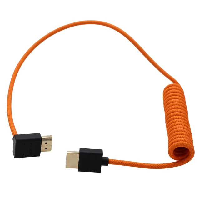 Alt view image 2 of 5 - HangTon 8K 4K High Speed ProRes Raw HDMI Cable for ATOMOS Ninja V Shinobi Ultra, Sony FX2 FX30, Canon C70 R1, S5ii G9 Z9 Camera Monitor Gimbal FEELWORLD Portkeys SmallHD, Up Angled, 50cm Spiral
