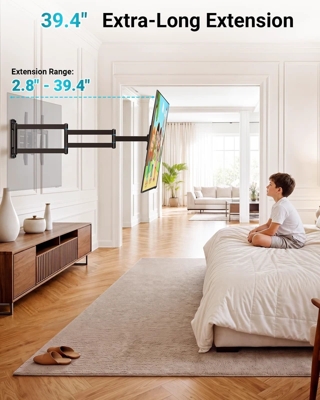 Alt view image 3 of 5 - BONTEC Long Arm Corner TV Wall Mount for Most 42-75 Inch TVs