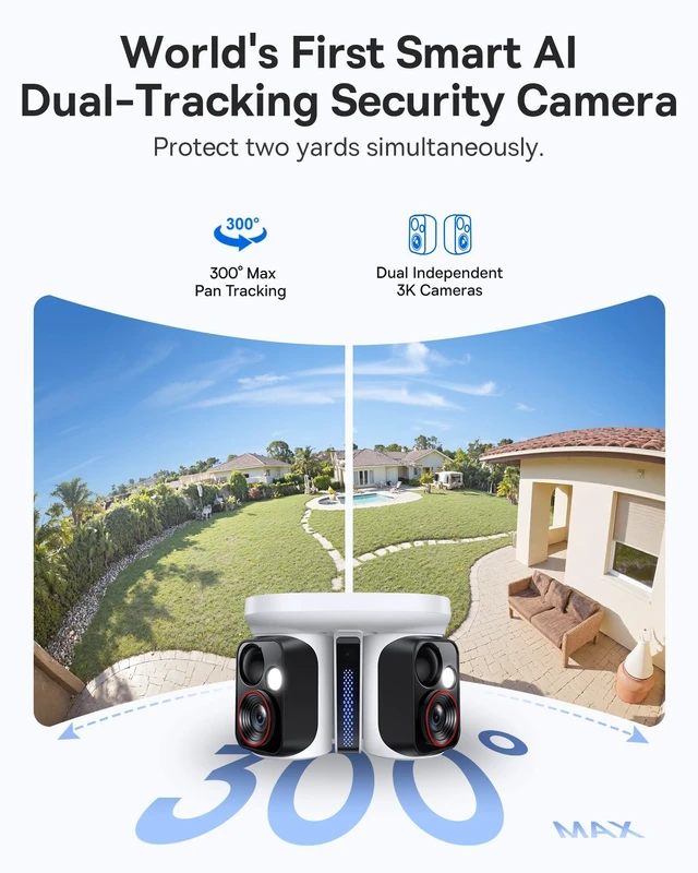 Alt view image 2 of 5 - Baseus X1 Pro 3K Dual-Lens AI Solar Camera Outdoor Wireless No Monthly Fee