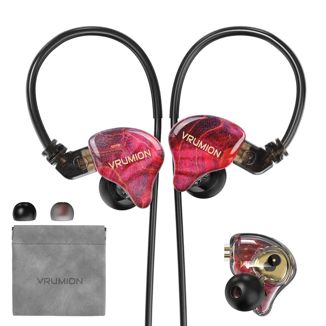 Main image of VRUMION IEM,1BA+1DD 2 Driver in Ear Monitor,HiFi Earbuds Wired,Gaming Earbuds,Hybrid IEMS Earphones with Wooden Handmade Craft Surface Cover,Detachable Cable for Musician,Pop Rock R&B -Without Mic