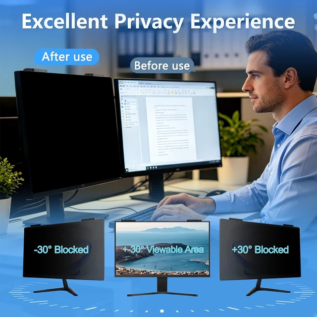 Alt view image 3 of 5 - 24 Inch Privacy Screen for Computer Monitor Hanging Removable 16:9 (1 Pack)