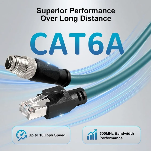 Alt view image 3 of 5 - Alvin's Cables M12 8 Pin Male to RJ45 Shielded Ethernet Cable M12 X Coded 8 Position Cat6a Cable for Cognex Industrial Camera 15M/49.2ft