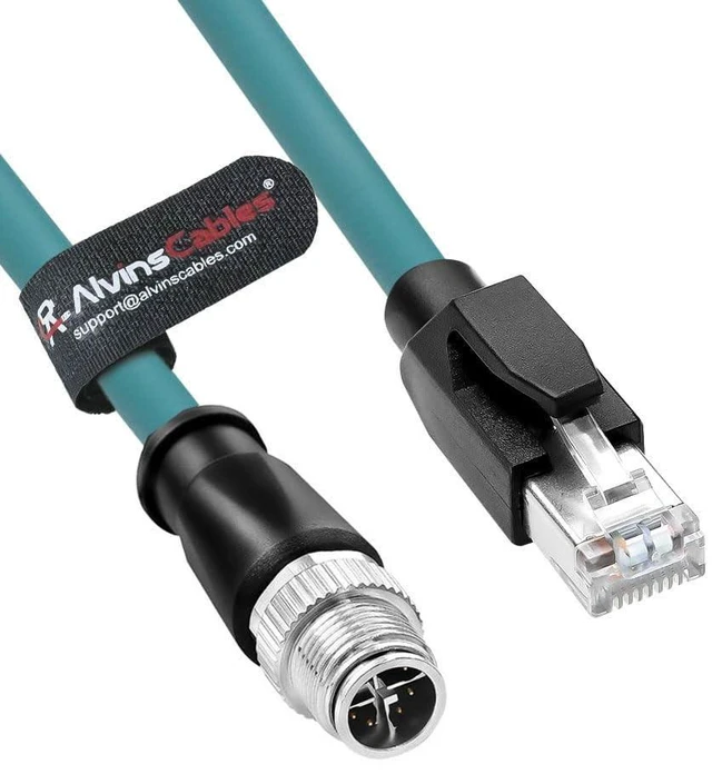 Main image of Alvin's Cables M12 8 Pin Male to RJ45 Shielded Ethernet Cable M12 X Coded 8 Position Cat6a Cable for Cognex Industrial Camera 15M/49.2ft