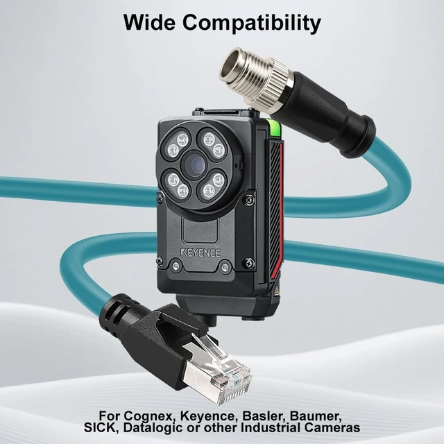Alt view image 2 of 5 - Alvin's Cables M12 8 Pin Male to RJ45 Shielded Ethernet Cable M12 X Coded 8 Position Cat6a Cable for Cognex Industrial Camera 15M/49.2ft