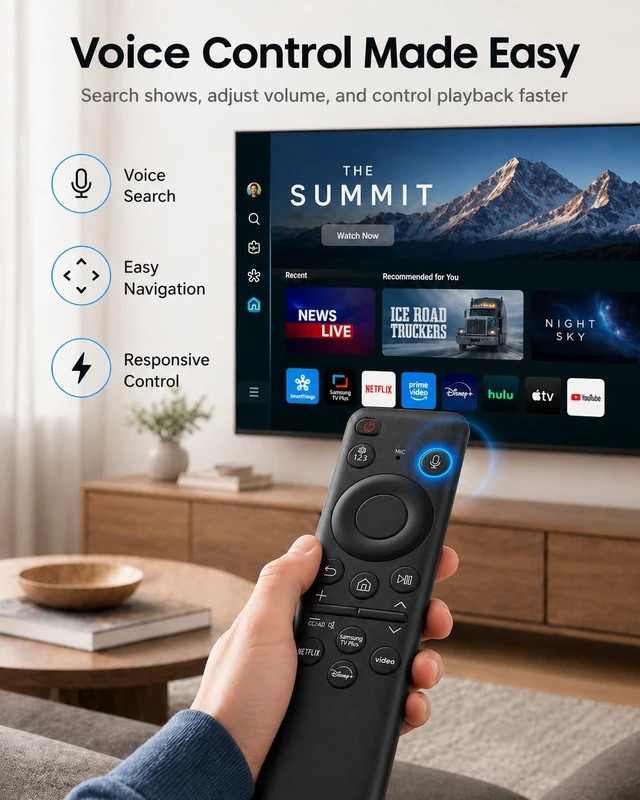 Alt view image 4 of 5 - HSHONG BN59-01455A Voice Remote Control Replacement for Samsung Smart TVs, Compatible with QLED OLED Frame TV S95C S90C S95D S90D LS03D Q60 Q70 Q80 QN85 QN90 Series, Solar USB-C Charging