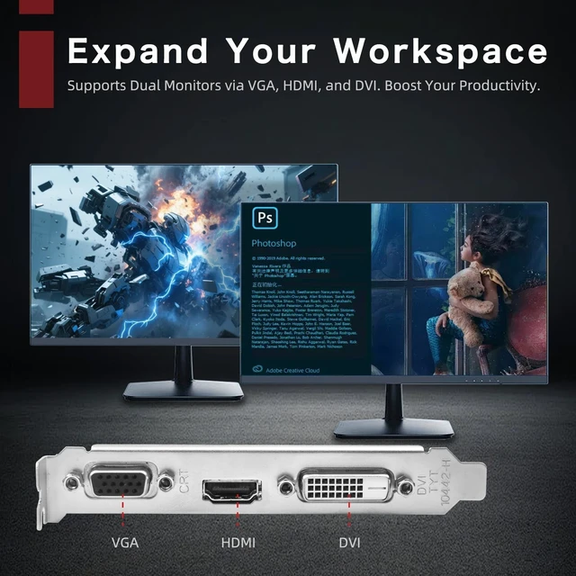 Alt view image 3 of 5 - ARDIYES GT 740 4GB Low Profile GPU Graphics Card, 128 Bit GDDR3 Video Card, DVI VGA HDMI Low Profile Graphics Card with Cooling Fan