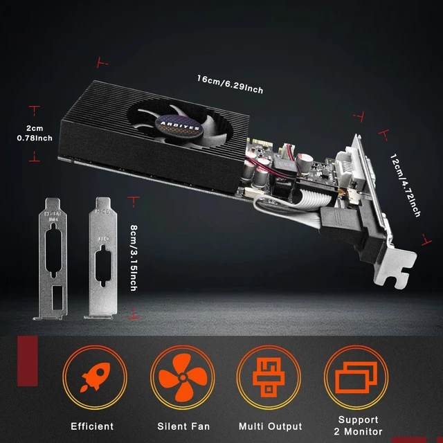 Alt view image 4 of 5 - ARDIYES GT 740 4GB Low Profile GPU Graphics Card, 128 Bit GDDR3 Video Card, DVI VGA HDMI Low Profile Graphics Card with Cooling Fan