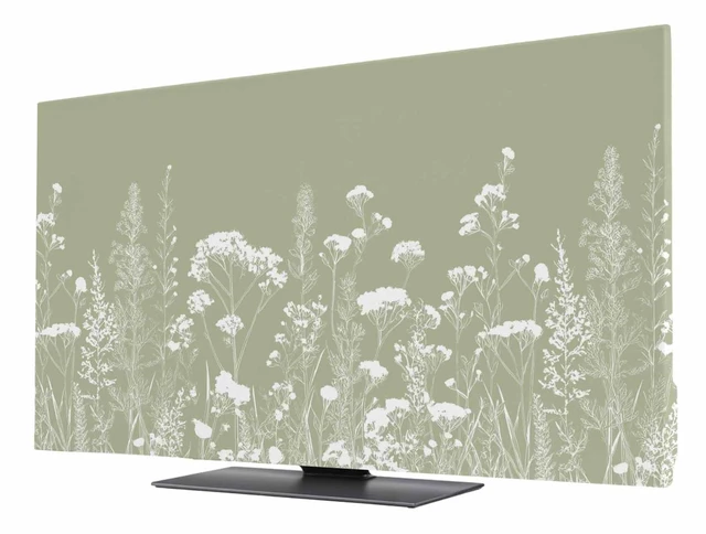 Main image of DecorLovee Sage Green Botanical TV Cover Indoor Elastic TVs Screen Protector, Pastoral Leaf Monitor Covers Inside Dust Proof Slipcover, Spring Summer Floral 65 Inch TV Cover for Flat or Curved TVs
