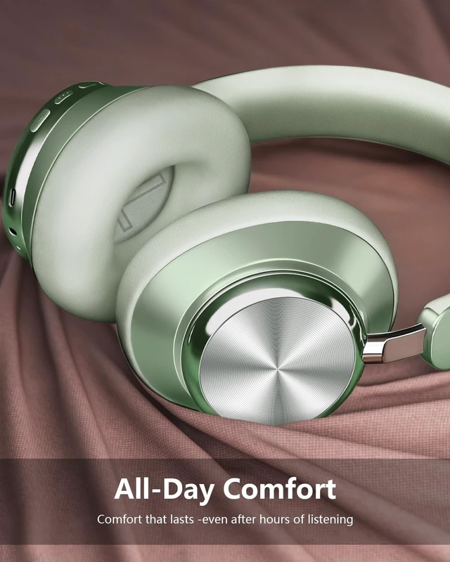 Alt view image 3 of 5 - Wentronic Y03 Bluetooth Headphones Wireless Active Noise Cancelling Over Ear Headphones 48 Hours Playtime High Sound Quality 6 EQ Music Mode Headphones with Soft Ear Cushion - Green