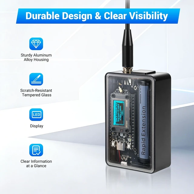Alt view image 2 of 5 - Heltec V4 LoRa Development Board with Buzzer, Tempered Glass Heltec V4 Case, ESP32-S3 SX1262 Wireless Module, Ultra-Compact Protective Case for Meshtastic Devices and Smart IoT Alerts