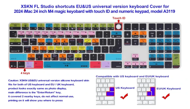 Alt view image 2 of 5 - XSKN FL Studio Shortcuts Keyboard Cover