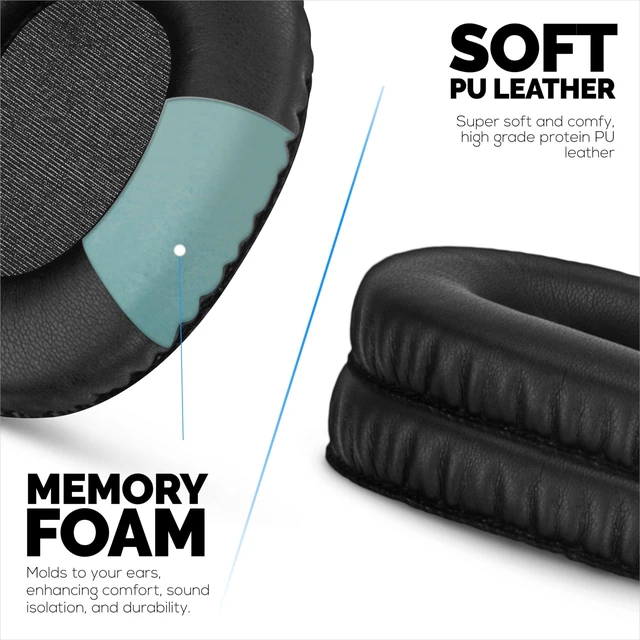 Alt view image 4 of 5 - Replacement Earpads for Marshall Monitor/Monitor Bluetooth (First Gen) Headphones, PU Leather, Memory Foam for Extra Comfort, Upgraded, Durable & Long Lasting Ear Cushions by Brainwavz