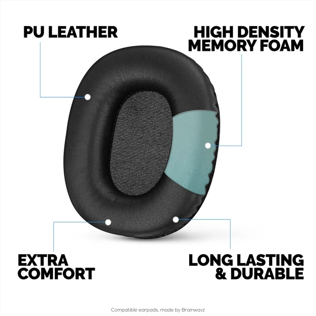 Alt view image 3 of 5 - Replacement Earpads for Marshall Monitor/Monitor Bluetooth (First Gen) Headphones, PU Leather, Memory Foam for Extra Comfort, Upgraded, Durable & Long Lasting Ear Cushions by Brainwavz