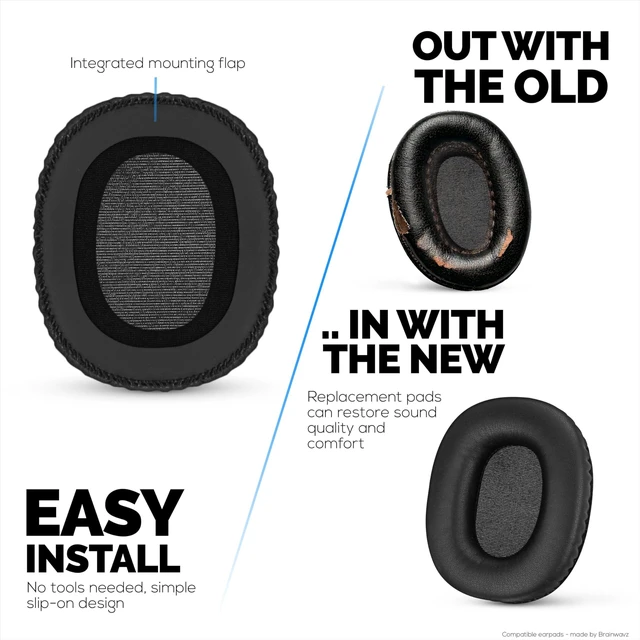 Alt view image 5 of 5 - Replacement Earpads for Marshall Monitor/Monitor Bluetooth (First Gen) Headphones, PU Leather, Memory Foam for Extra Comfort, Upgraded, Durable & Long Lasting Ear Cushions by Brainwavz