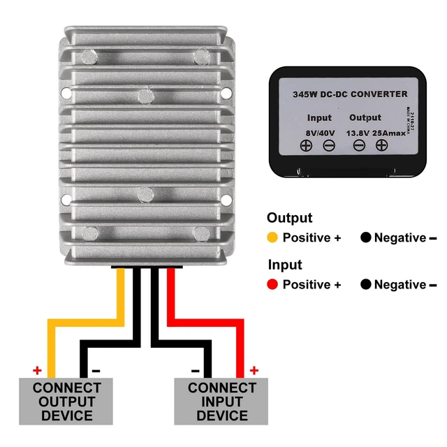Alt view image 2 of 5 - AEDIKO DC Voltage Reducer Converter DC 8V-40V to 13.8V 25A 300W Reducer Power Converter Waterproof Regulator Module Transformer for Golf Cart Club Car