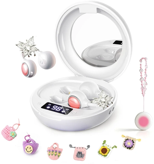 Main image of YUEHEMEI Clip On Open Ear Earbuds, Butterfly Earrings Bracelet Handmade Bag