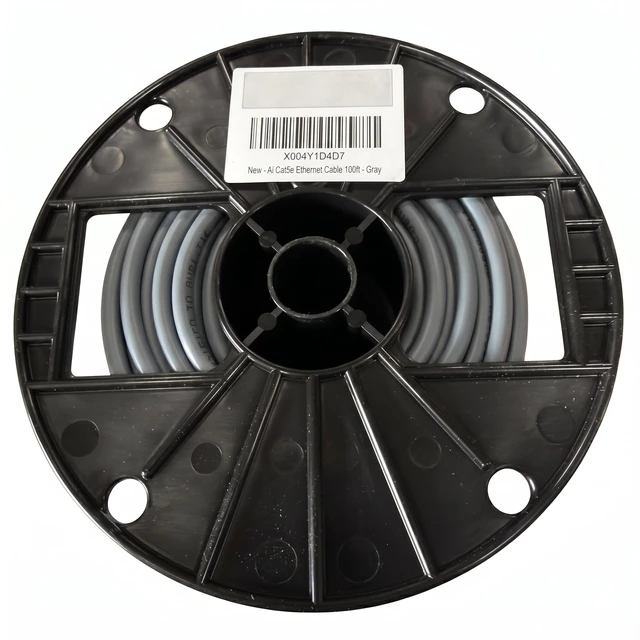 Alt view image 2 of 5 - AiCat Cat5e Ethernet Cable 100ft Riser CMR - Insulated Solid Bare Copper Wire, PoE++(4PPoE) Cat5e Cable FastReel, 24 AWG, ETL & UL Listed - 350MHZ /Gigabit Speed, Unshielded UTP Network Cable - Gray