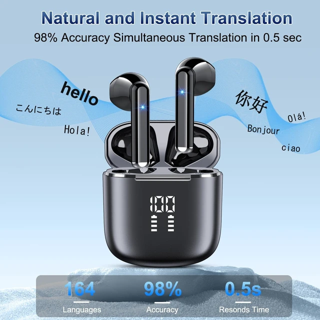 Alt view image 2 of 5 - AI Translation Earbuds Real Time, 164 Language Translator Earbuds 3-in-1 Bluetooth 5.4 with APP, Translation Headphones with 6 Translation Modes Translating Device for Travel/Business/Learning