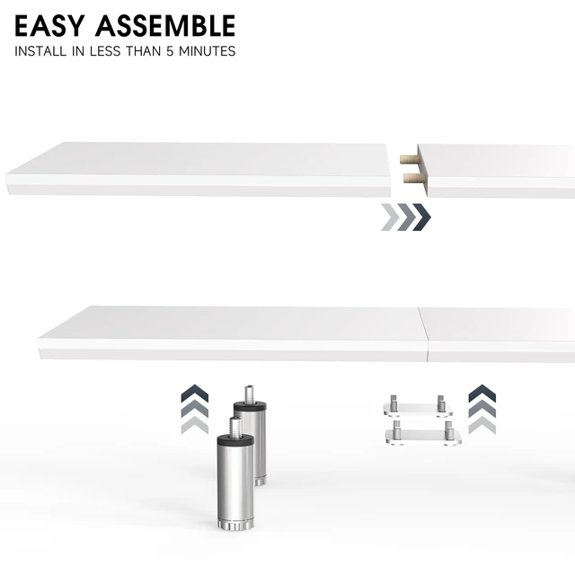 Alt view image 2 of 5 - Fenge 39.4 Dual Monitor Stand with Height Adjustable Legs, White