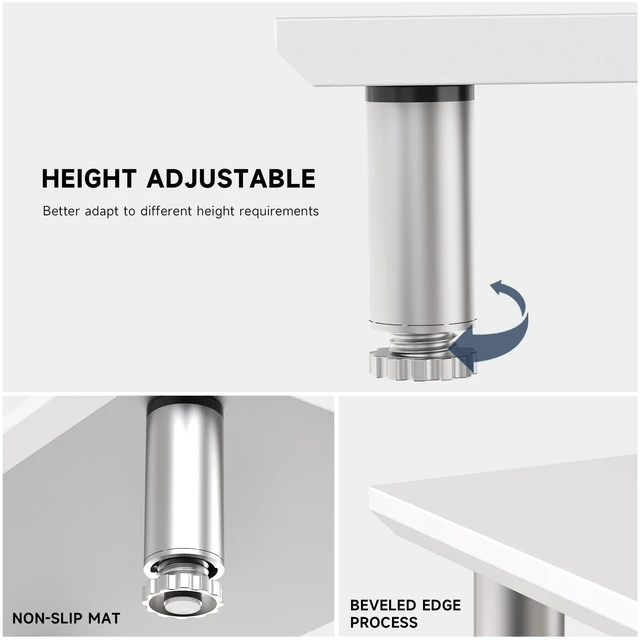 Alt view image 4 of 5 - Fenge 39.4 Dual Monitor Stand with Height Adjustable Legs, White