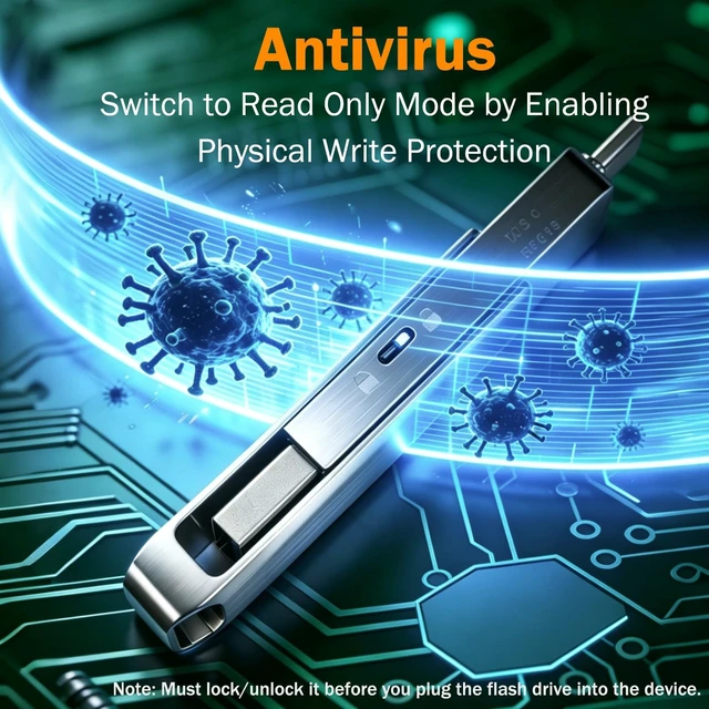 Alt view image 4 of 5 - 128GB USB 3.1 Flash Drive with Write Protect, Up to 180MB/s High Speed Thumb Drive, 2 in 1 USB C & USB A Dual USB Drives, External Hard Drive for iPhone 17/16/15, Android, MacBook, Laptop, PC, iPad