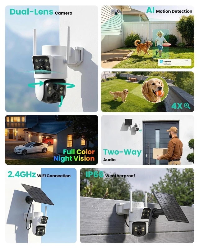 Alt view image 3 of 5 - LIWAN Solar Camera Outdoor Wireless, Dual Lens, 2.4GHz WiFi Security Camera