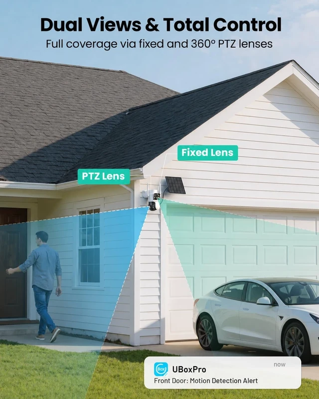 Alt view image 2 of 5 - LIWAN Solar Camera Outdoor Wireless, Dual Lens, 2.4GHz WiFi Security Camera