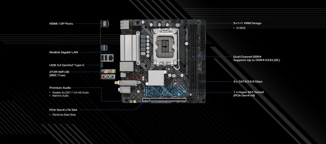 Alt view image 3 of 4 - ASRock B760M-ITX/D4 WiFi Supports 13th Gen & 12th Gen Intel Core Processors (LGA1700)