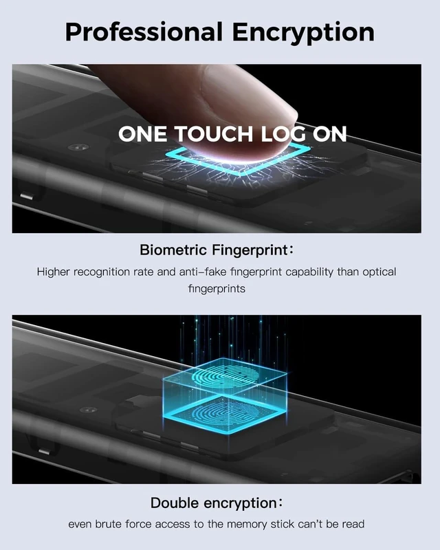Alt view image 3 of 5 - NEWQ 2TB Touch Portable SSD with Fingerprint Encryption USB-C