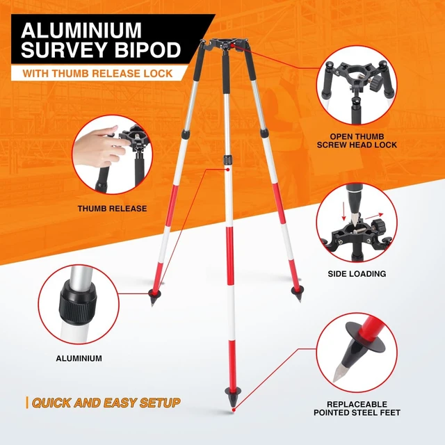 Alt view image 2 of 5 - Tripod Surveying Thumb Release, Aluminum Tripod for Prism Poles Surveying or GPS Poles of Total Station GPS GNSS