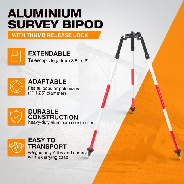 Alt view image 3 of 5 - Tripod Surveying Thumb Release, Aluminum Tripod for Prism Poles Surveying or GPS Poles of Total Station GPS GNSS