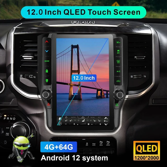 Alt view image 5 of 5 - 8 Cores 4+64G Radio Upgrade, 2019-2024 for Dodge Ram 1500 2500 3500 Truck Radio Upgrade,12.1 inch Vertical Touchscreen Support Wireless CarPlay Android Auto GPS Bluetooth FM SWC(Inches, 12)