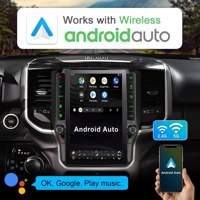 Alt view image 4 of 5 - 8 Cores 4+64G Radio Upgrade, 2019-2024 for Dodge Ram 1500 2500 3500 Truck Radio Upgrade,12.1 inch Vertical Touchscreen Support Wireless CarPlay Android Auto GPS Bluetooth FM SWC(Inches, 12)