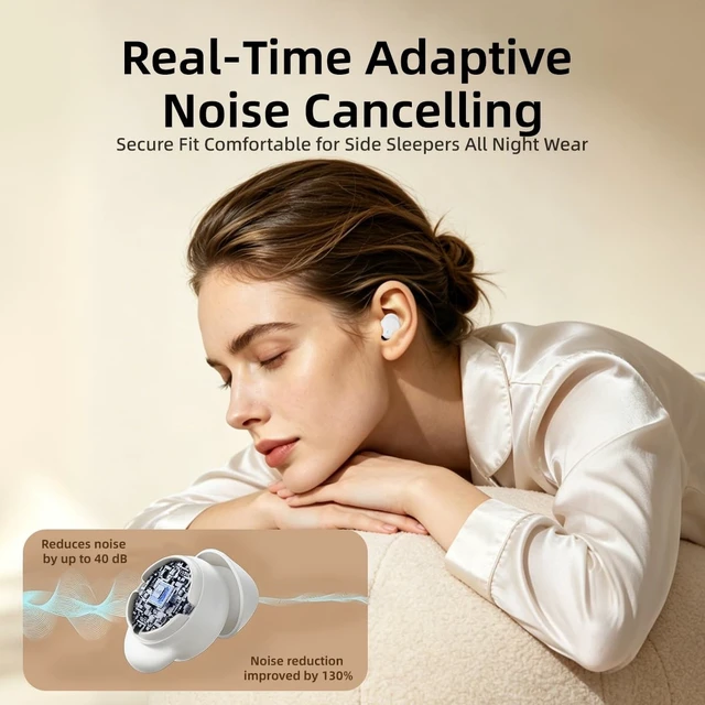 Alt view image 4 of 5 - NE92 Sleep Earbuds, Ultra-Mini Side Sleeper Earbuds 3g, Bluetooth 6.0, 40Hrs, Hi-Fi Stereo Sound Mini Invisible Earplugs for Side Sleepers Small Ear Buds, Wireless Headphones for Travel & Busin