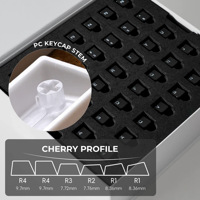 Alt view image 2 of 5 - XVX Black Ceramic Keycaps, 120-Key Fog Translucent Compatible MX Switches