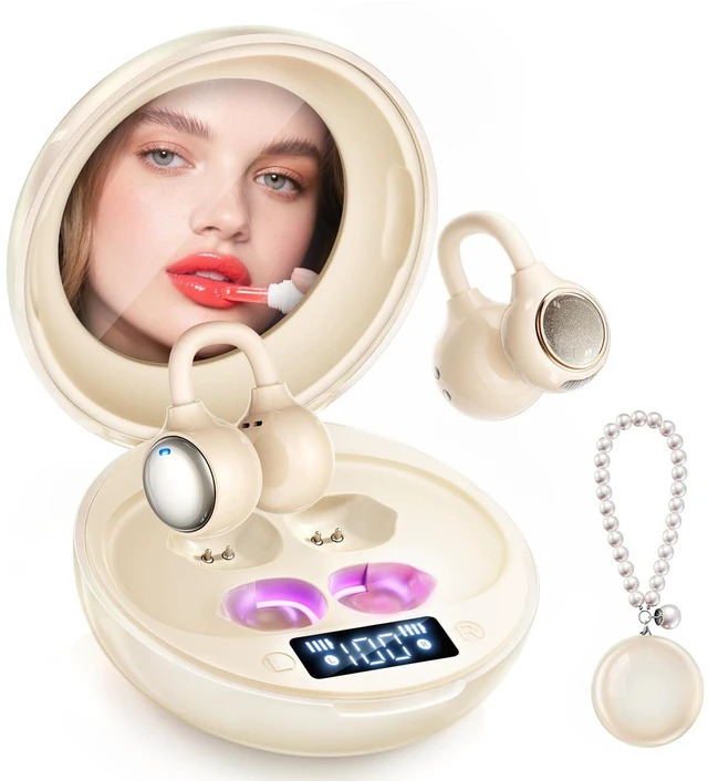 Main image of CHENRUIDA Open Ear Clip On Earbuds Wireless Headphones with Mirror(Skin)
