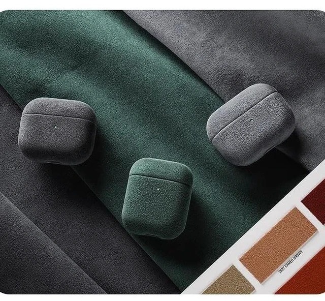 Alt view image 4 of 5 - Suede Microfiber Leather Headphone Case Full Wrap Handmade Cover for AirPods (Grey, Airpod pro)