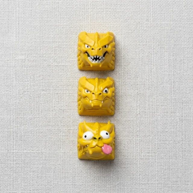 Alt view image 2 of 5 - WEDIWALL 3-Piece Yellow Dragon Artisan Keycap Set - Handmade Funny Expression Dragon Trio Custom Resin Keycaps for Mechanical Keyboards, Universal Cherry MX Switch Compatible Combo Pack (ESC Key)