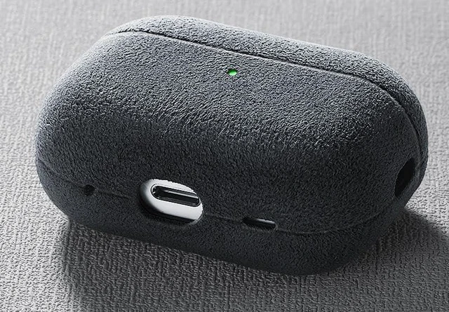 Alt view image 5 of 5 - Suede Microfiber Leather Headphone Case Full Wrap Handmade Cover for AirPods (Grey, Airpod pro)