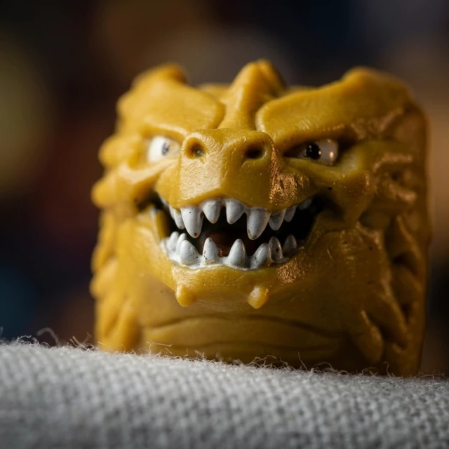 Alt view image 3 of 5 - WEDIWALL 3-Piece Yellow Dragon Artisan Keycap Set - Handmade Funny Expression Dragon Trio Custom Resin Keycaps for Mechanical Keyboards, Universal Cherry MX Switch Compatible Combo Pack (ESC Key)