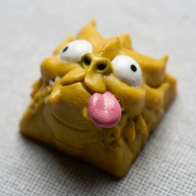 Alt view image 4 of 5 - WEDIWALL 3-Piece Yellow Dragon Artisan Keycap Set - Handmade Funny Expression Dragon Trio Custom Resin Keycaps for Mechanical Keyboards, Universal Cherry MX Switch Compatible Combo Pack (ESC Key)