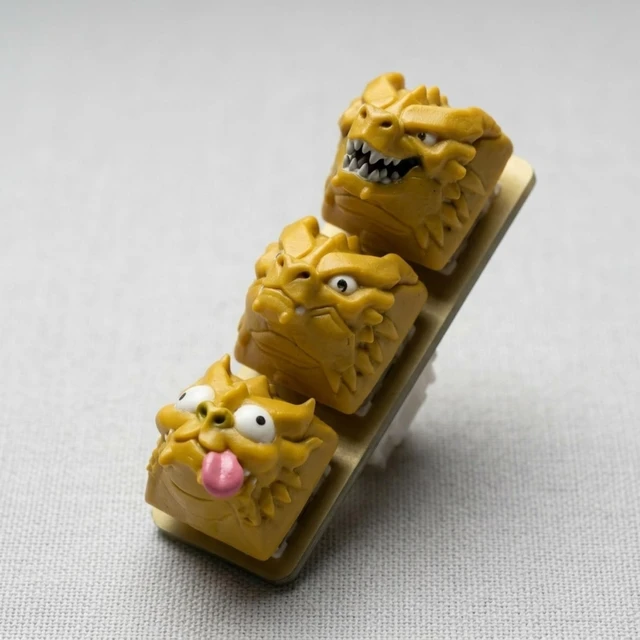 Alt view image 5 of 5 - WEDIWALL 3-Piece Yellow Dragon Artisan Keycap Set - Handmade Funny Expression Dragon Trio Custom Resin Keycaps for Mechanical Keyboards, Universal Cherry MX Switch Compatible Combo Pack (ESC Key)
