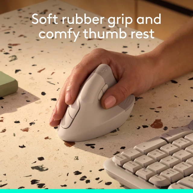 Alt view image 2 of 5 - Logitech Lift Vertical Ergonomic Wireless Mouse - Sand